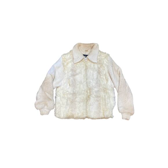 Learsi Vintage Dyed Tan Rabbit Fur/Knitted Jacket - Picture 1 of 5